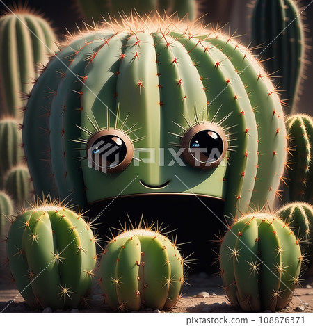 Funny cactus generated by AI - Stock Illustration [108876371] - PIXTA