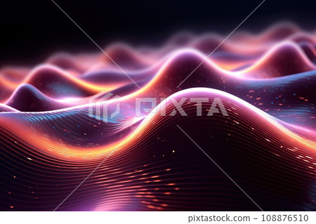 Abstract background, wave lines dynamic flowing light, data digital abstract technology, generative ai 108876510