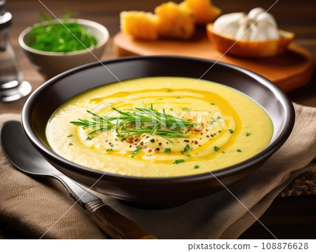 Red Lentil Soup, Yellow Cream Puree, Ramadan Food, Pumpkin Vegetarian Dish, Orange Lentil Soup in Bowl 108876628