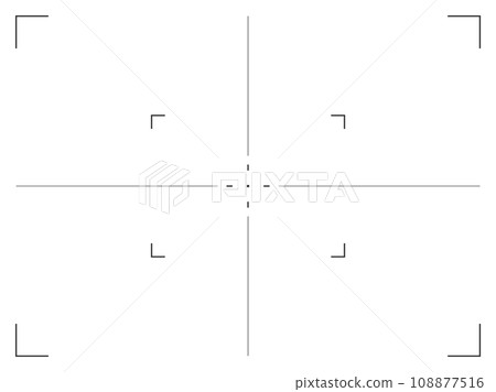 Camera frame viewfinder grid with target. Video camera recorder digital display screen. Vector camera frame with white background. Camera frame viewfinder grid with target. Video camera recorder digital display screen. Vector camera frame with white background. 108877516