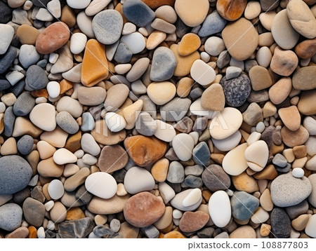 Heap of Sand, Gravel, Pebbles and Concrete Mix for Construction Closeup, Sandy Ground with Small Stones 108877803