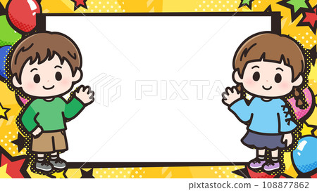 Children's frame with American comic style background_16:9 108877862