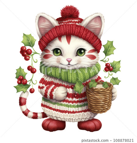 A watercolor cute cat christmas giftsA watercolor cute cat christmas gifts. A watercolor cute cat christmas giftsA watercolor cute cat christmas gifts. 108878021