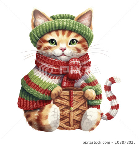 A watercolor cute cat christmas giftsA watercolor cute cat christmas gifts. A watercolor cute cat christmas giftsA watercolor cute cat christmas gifts. 108878023