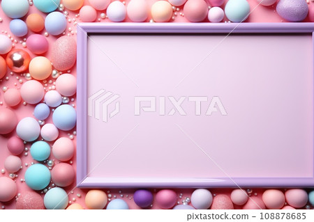 top view mockup cosmetic items with on copy-space pastel colored table 108878685