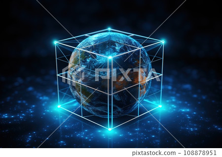 data network connect , Blockchain technology, futuristic global networking. 108878951