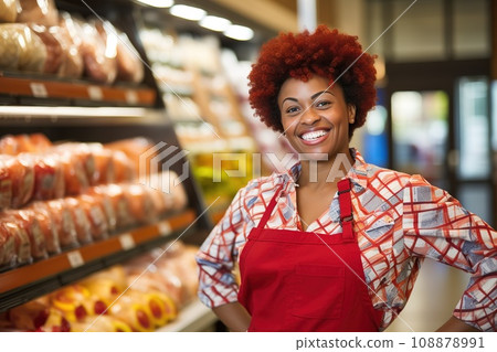 woman african america shopping in supermarket or department store. woman african america shopping in supermarket or department store. 108878991