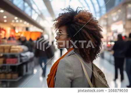 woman african america shopping in supermarket or department store. woman african america shopping in supermarket or department store. 108879030