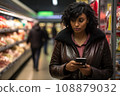 woman african america shopping in supermarket or department store. 108879032