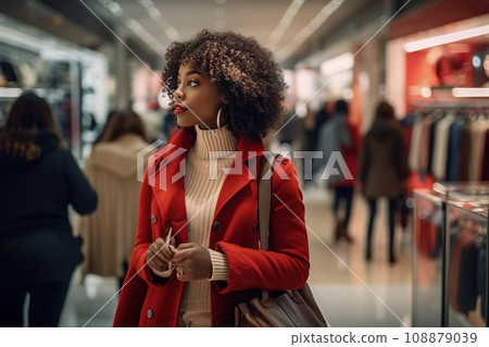 woman african america shopping in supermarket or department store. woman african america shopping in supermarket or department store. 108879039