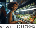 woman african america shopping in supermarket or department store. 108879042