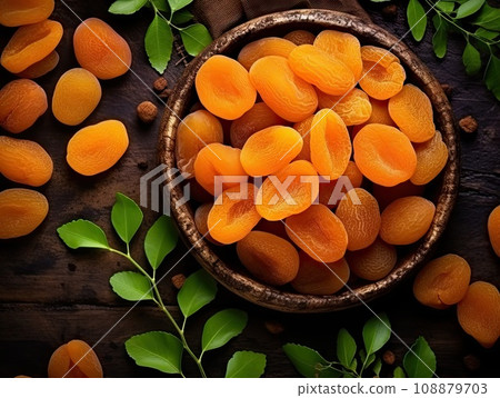 Dry Apricot Stack Isolated, Dried Apricots Pile, Healthy Orange Fruits Group, Sweet Organic Dessert Snack 108879703