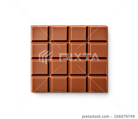 Chocolate Bar Isolated, Whole Chocolate Blok with Square Segments on White Background 108879749