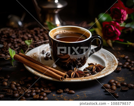 Cardamom Coffee, Cardamon Drink, Black Coffee with Kardamon, Cardamum Spice Beverage, Natural Tonic 108879837