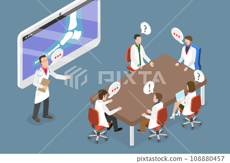 3D Isometric Flat Vector Illustration of Medical Conference 108880457