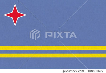 Flag of Aruba. Official symbol of Country of Aruba. 3D illustration Flag of Aruba. Official symbol of Country of Aruba. 3D illustration 108880677