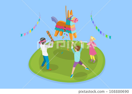 3D Isometric Flat Vector Illustration of Mexican Pinata 3D Isometric Flat Vector Illustration of Mexican Pinata 108880690