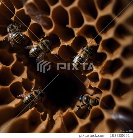 Macro image inside a honeycomb 108880691