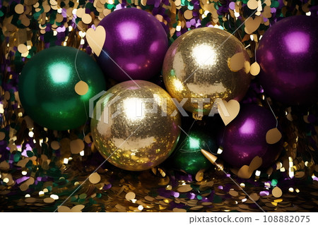 Mardi Gras balloons and sparkles Mardi Gras balloons and sparkles 108882075