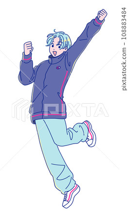 anime style jumping woman anime style jumping woman 108883484