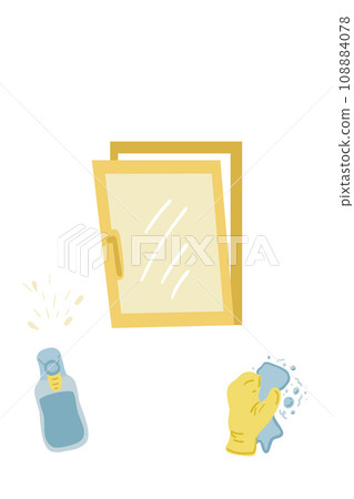 Washing windows hand drawn yellow and blue set Washing windows hand drawn yellow and blue set 108884078