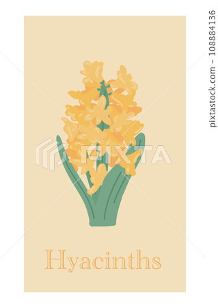Hyacinths hand drawn vector icon yellow groovy 108884136