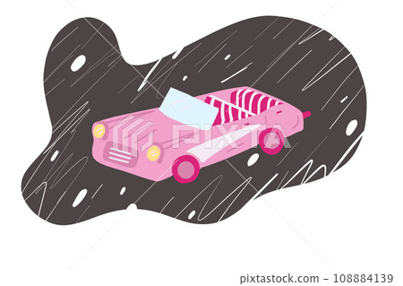 Pink car cabriolet barbiecore hand drawn set Pink car cabriolet barbiecore hand drawn set 108884139