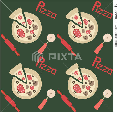 Pizza seamless pattern hand drawn vector Pizza seamless pattern hand drawn vector 108884219