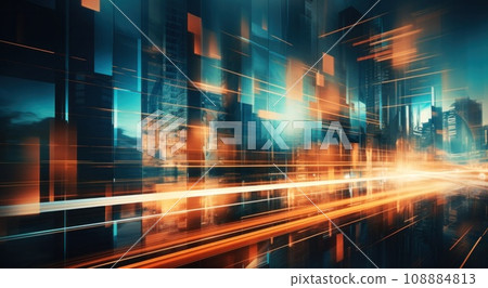 abstract business background with buildings and people in motion.  108884813