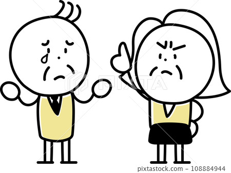 憤怒的女人和男人哭著道歉 108884944