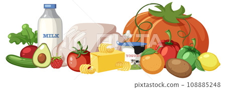 Group of Healthy Foods in Vector Illustration 108885248