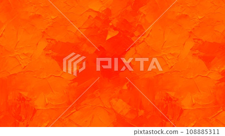 An abstract oil painting with fragments of artwork and paint brush strokes creates a modern and contemporary art background. The painting is highlighted by a beautiful orange color texture. 108885311