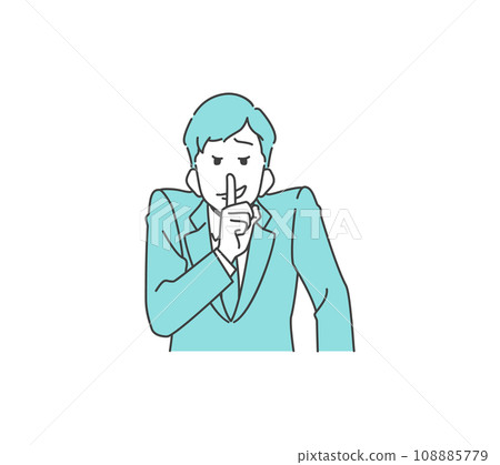 Young man trying to hide something bad (suit, business) 108885779