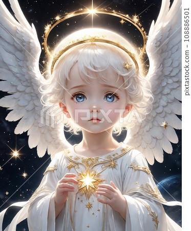 憂心忡忡的年輕天使的插畫藝術（AI 生成圖像） 108886501