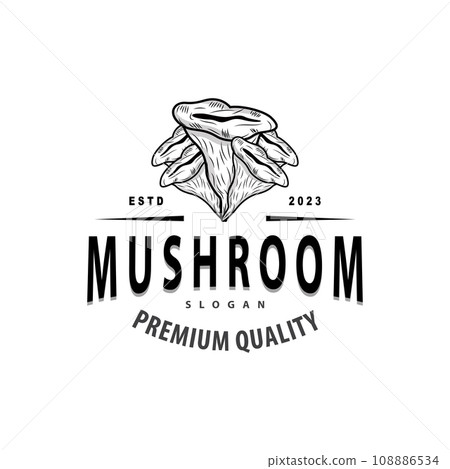 Mushroom Logo, Simple Minimalist Retro Plant Silhouette Plantation Design Business Brand Mushroom Logo, Simple Minimalist Retro Plant Silhouette Plantation Design Business Brand 108886534