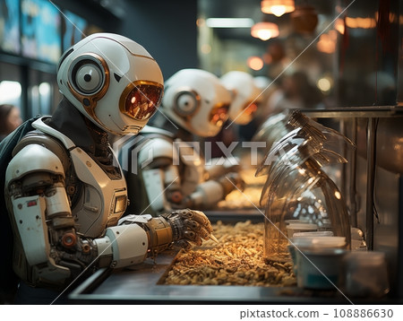 Robot server restaurant operated by AI 108886630