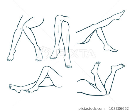 Collection of female feet poses - Stock Illustration [108886662] - PIXTA