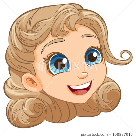 Smiling Cartoon Girl with Playful Expression 108887013