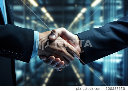 Business handshake between executives, sealing deals with mutual trust and partnership Generative AI 108887650