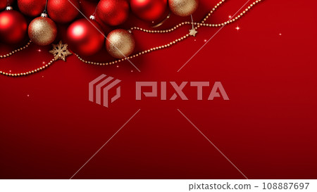 Joyful Christmas Red Background with Ample Copy Space 108887697