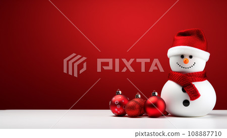 Joyful Christmas Red Background with Ample Copy Space 108887710