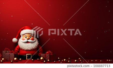 Joyful Christmas Red Background with Ample Copy Space 108887713