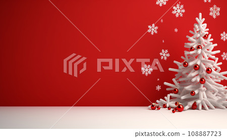 Joyful Christmas Red Background with Ample Copy Space 108887723