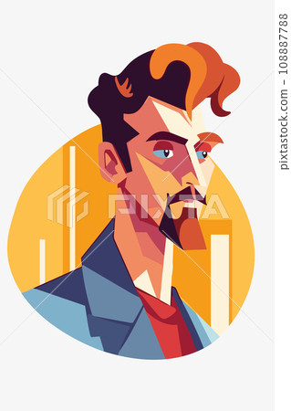 Men beard face side view vector illustration 108887788