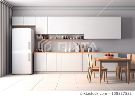 Minimal modern kitchen room. Home interior design. Generative ai 108887821
