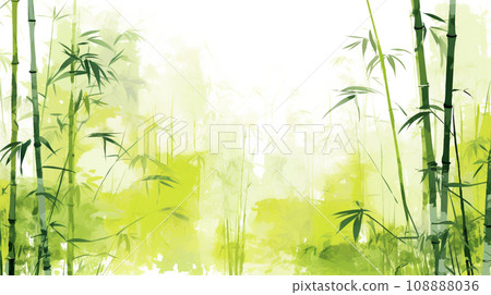 Bamboo ink painting style background illustration generative ai 108888036