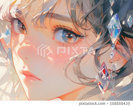 Beautiful girl with glitter jewelry 108888420