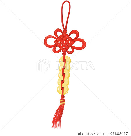 Chinese coin string, symbol of luck and wealth, png Chinese coin string, symbol of luck and wealth, png 108888467