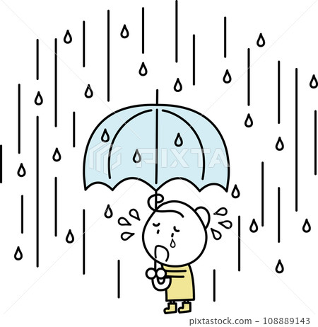 一個女孩遭受大雨 108889143