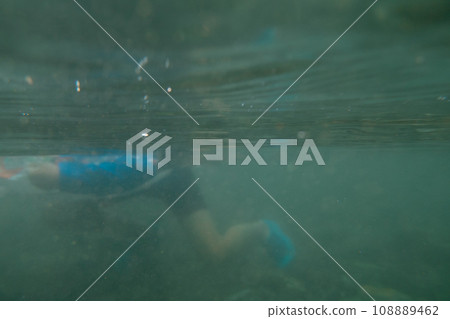 outing to the riverside, playing in a river, younger 108889462